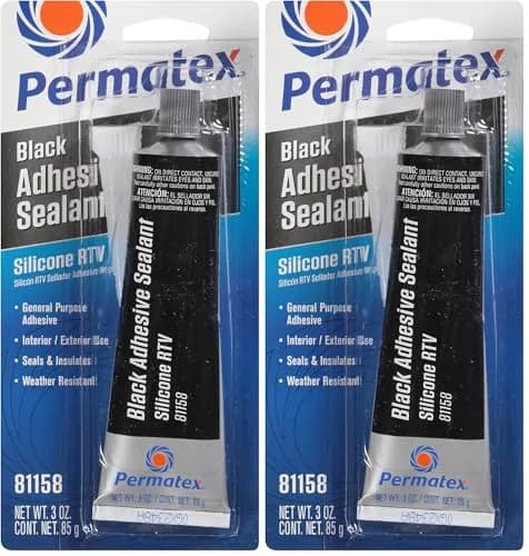 Permatex Black Silicone Adhesive Sealant 3 oz. Tube (177ml / 6 oz. Pack of 2) | Bonds, Seals, and Repairs Glass, Metal, Plastic, and More thumbnail 1