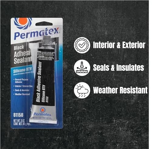 Permatex Black Silicone Adhesive Sealant 3 oz. Tube (177ml / 6 oz. Pack of 2) | Bonds, Seals, and Repairs Glass, Metal, Plastic, and More thumbnail 2