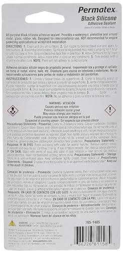 Permatex Black Silicone Adhesive Sealant 3 oz. Tube (177ml / 6 oz. Pack of 2) | Bonds, Seals, and Repairs Glass, Metal, Plastic, and More thumbnail 3