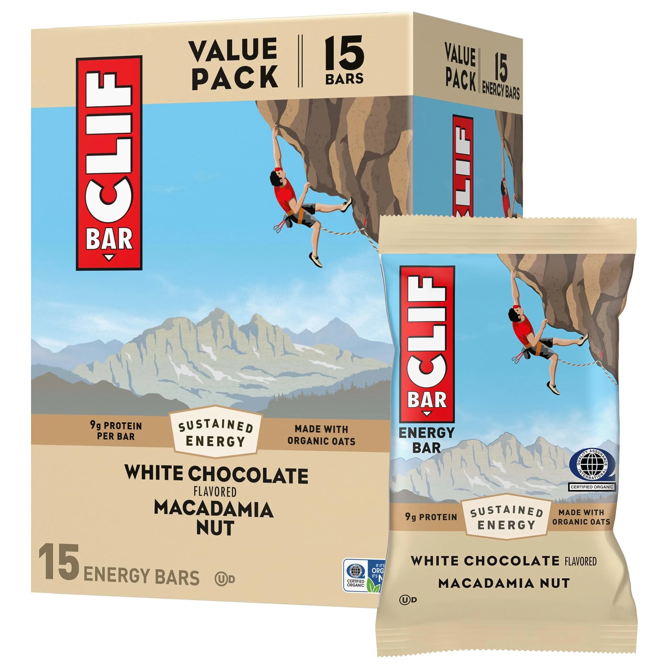 CLIF BAR Protein Energy Bars White Chocolate Macadamia Nut 15ct (36oz/1021g) | Sustained Energy for Active Bodies - main product image