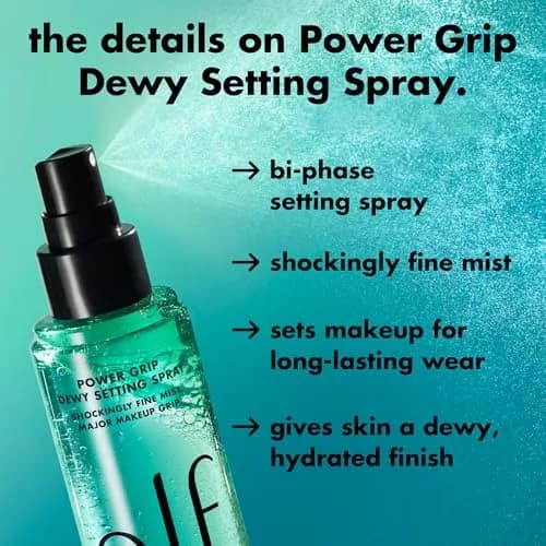 e.l.f. Power Grip Dewy Setting Spray 80ml (2.7 Fl Oz) | Hydrates & Grips Makeup thumbnail 4