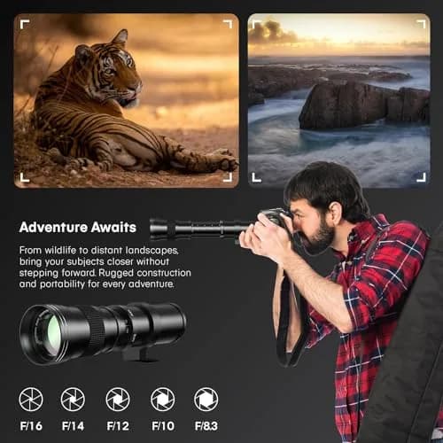 COMMANDER OPTICS 420-800mm f/8.3 Manual Telephoto Zoom Lens for Nikon D500,D600,D610,D700,D750,D800,D810,D850,D3400,D5000,D5100,D7100 | Camera Lens thumbnail 5