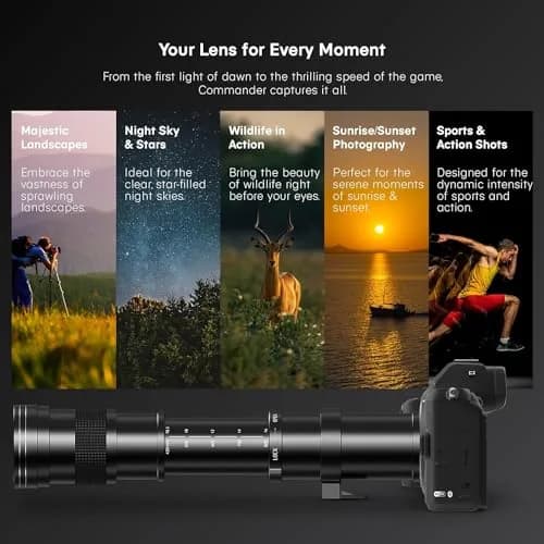 COMMANDER OPTICS 420-800mm f/8.3 Manual Telephoto Zoom Lens for Nikon D500,D600,D610,D700,D750,D800,D810,D850,D3400,D5000,D5100,D7100 | Camera Lens thumbnail 7
