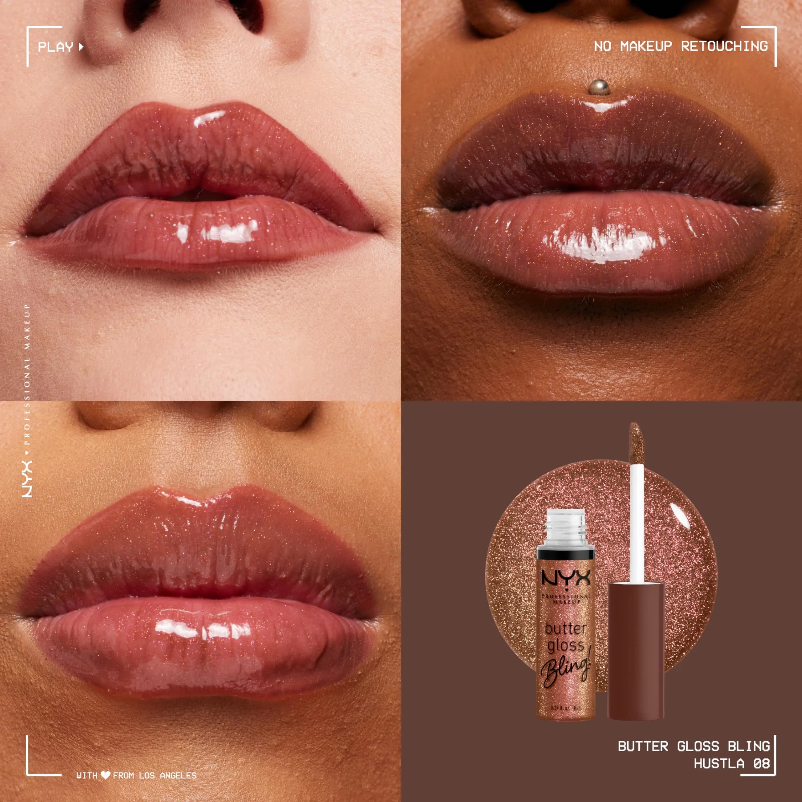 NYX PROFESSIONAL MAKEUP Butter Gloss Bling Lip Gloss, Hustla (7.65 ml / 0.27 Fl Oz) | Vegan & Non-Sticky Shine - view 2