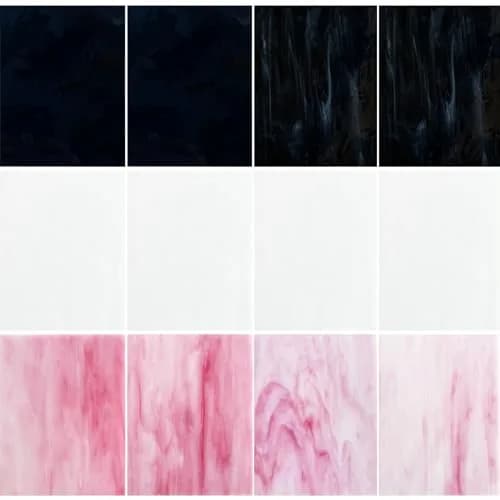 ILLUCKAI 12 Sheets Stained Glass Sheets 4 x 6 inch | Assorted Black, White, Pink Glass for Mosaic Art Crafts thumbnail 1
