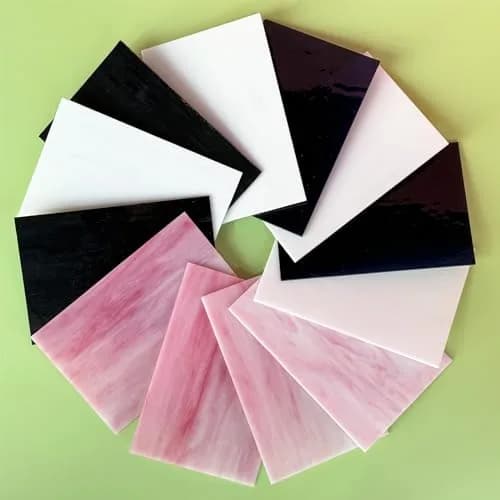 ILLUCKAI 12 Sheets Stained Glass Sheets 4 x 6 inch | Assorted Black, White, Pink Glass for Mosaic Art Crafts thumbnail 3