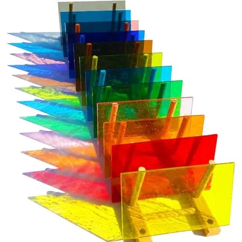ILLUCKAI Transparent Stained Glass Sheets Rainbow Colors 6 x 4 inch (15.2 x 10.2 cm) | 12 Sheets for Mosaic Art & Crafts thumbnail 1