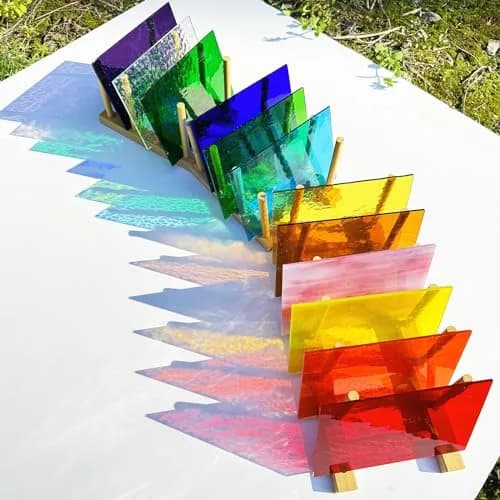 ILLUCKAI Transparent Stained Glass Sheets Rainbow Colors 6 x 4 inch (15.2 x 10.2 cm) | 12 Sheets for Mosaic Art & Crafts thumbnail 4