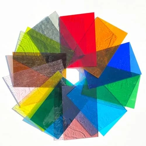 ILLUCKAI Transparent Stained Glass Sheets Rainbow Colors 6 x 4 inch (15.2 x 10.2 cm) | 12 Sheets for Mosaic Art & Crafts thumbnail 5