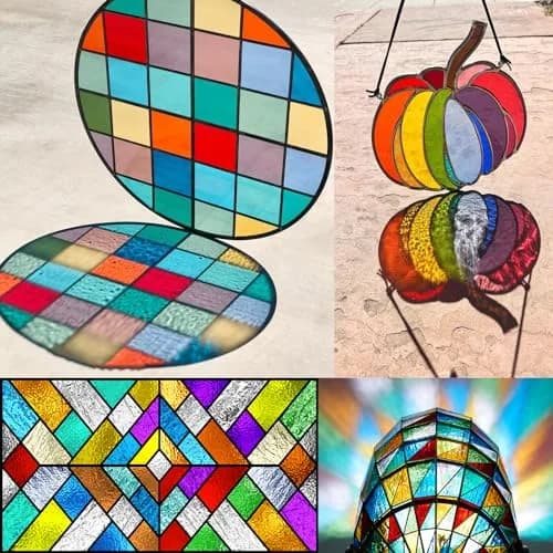 ILLUCKAI Transparent Stained Glass Sheets Rainbow Colors 6 x 4 inch (15.2 x 10.2 cm) | 12 Sheets for Mosaic Art & Crafts thumbnail 6