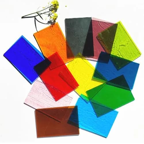 ILLUCKAI Transparent Stained Glass Sheets Rainbow Colors 6 x 4 inch (15.2 x 10.2 cm) | 12 Sheets for Mosaic Art & Crafts thumbnail 2