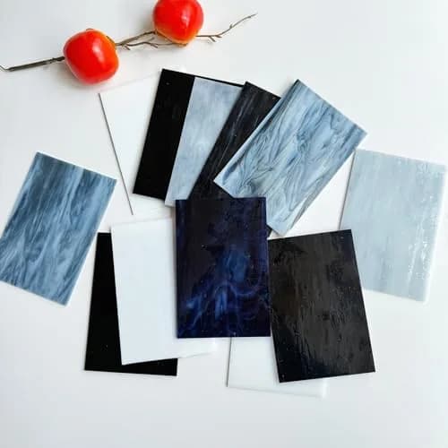 ILLUCKAI Assorted Gray Black White Stained Glass Sheets 6 x 4 inch (15.2 x 10.2 cm) | 12 Sheets for Stained Glass Artwork & Mosaic Crafts thumbnail 2