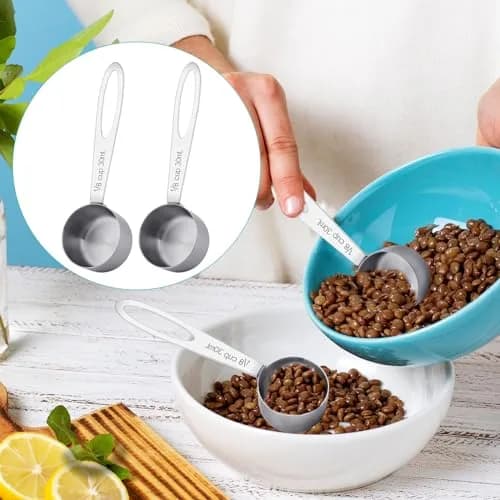 KALIONE 30ml Stainless Steel Measuring Spoon Set | 2 Pcs Long Handle Coffee Scoop | 1/8 Cup Measure thumbnail 6