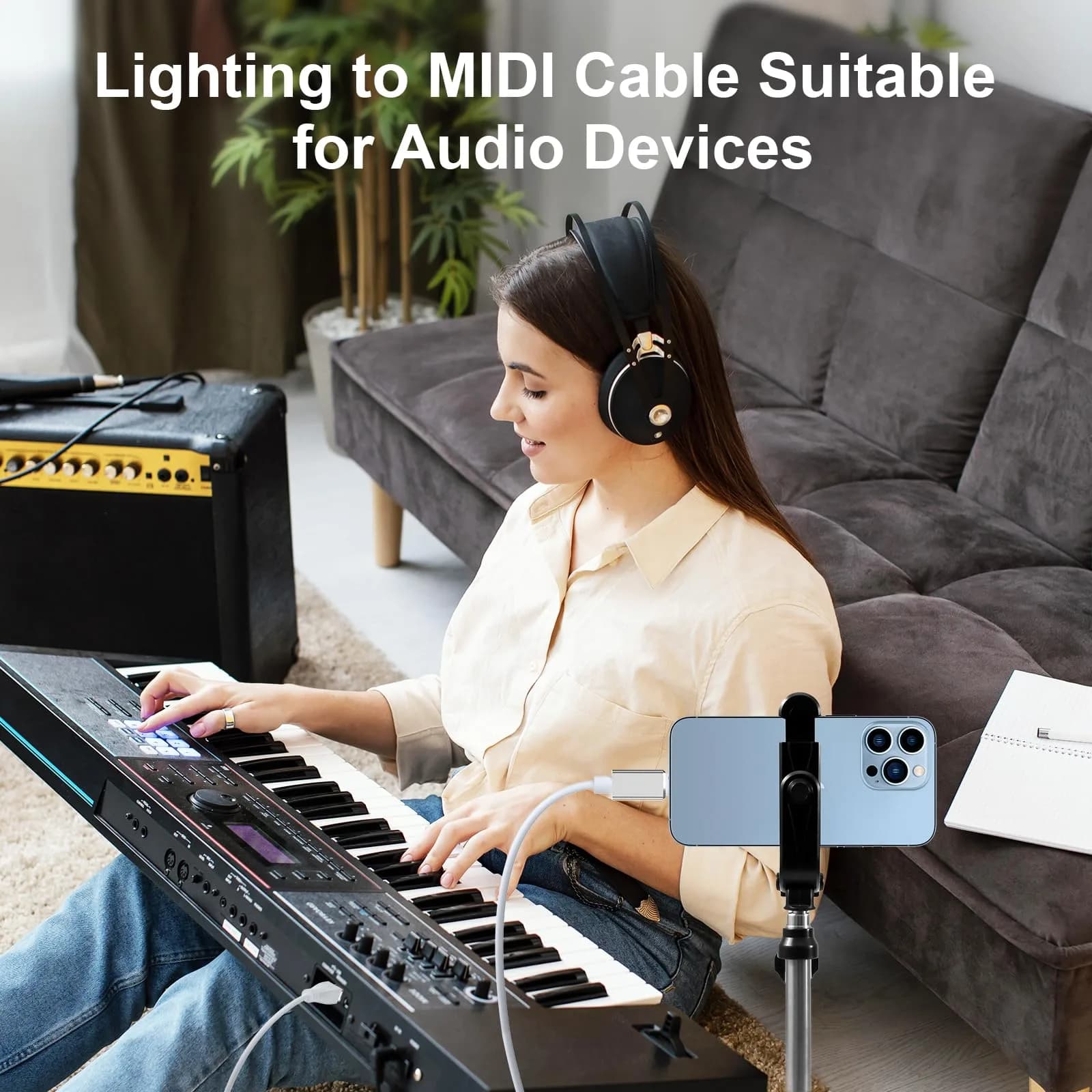 MeloAudio Lightning to MIDI Cable 2m (6.6ft) | Stable & Durable USB 2.0 OTG for iOS Music Instruments - view 2