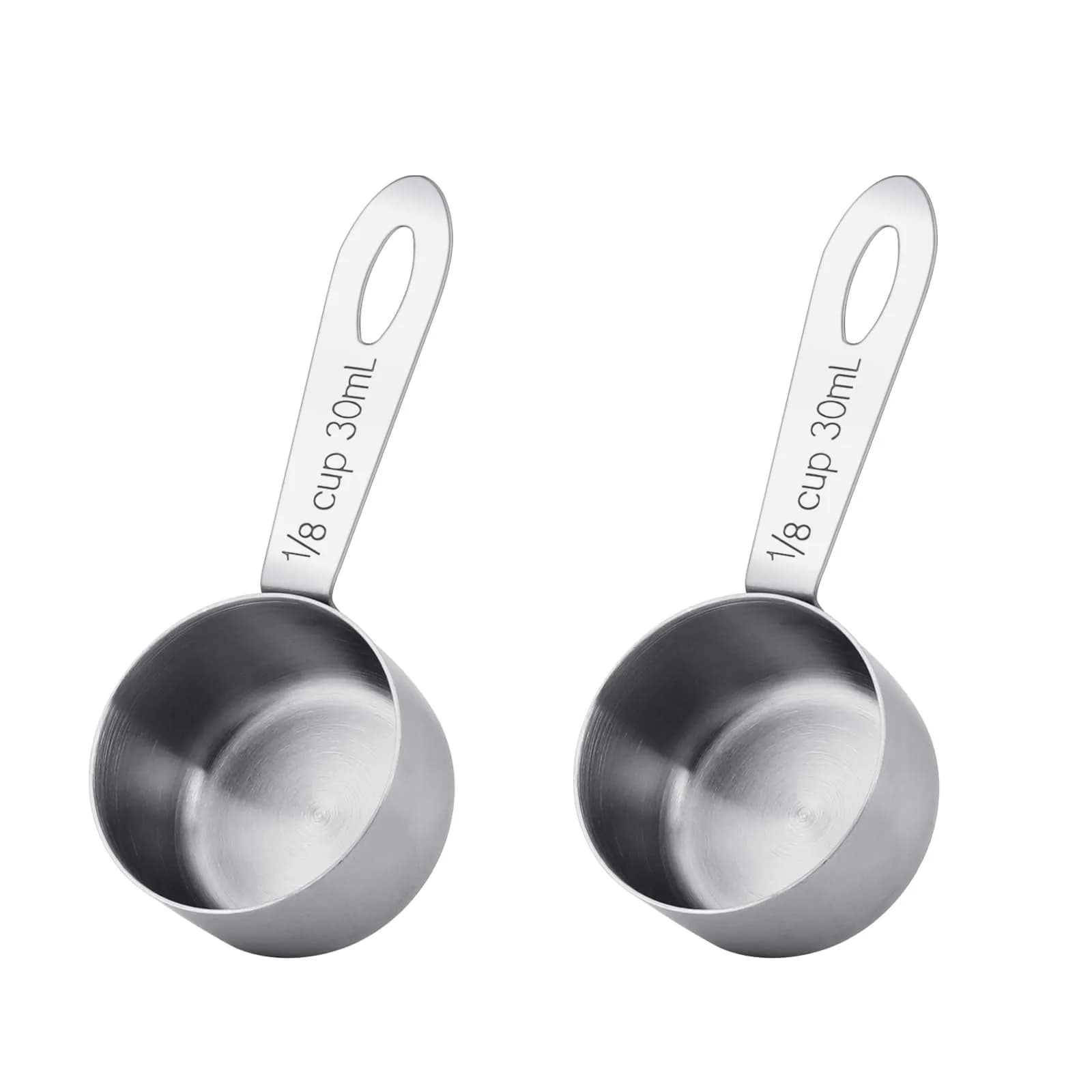 KALIONE 30ml (1/8 Cup) Stainless Steel Measuring Spoon Set | Accurate Dry & Liquid Scoops — 2 Pcs/Short Handle