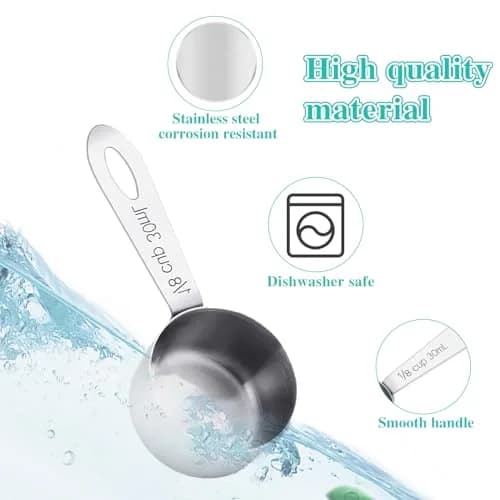 KALIONE 30ml (1/8 Cup) Stainless Steel Measuring Spoon Set | Accurate Coffee & Spice Scoops (2-Pack) thumbnail 8