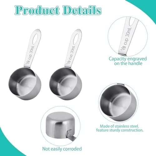 KALIONE 30ml (1/8 Cup) Stainless Steel Measuring Spoon Set | Accurate Coffee & Spice Scoops (2-Pack) thumbnail 2