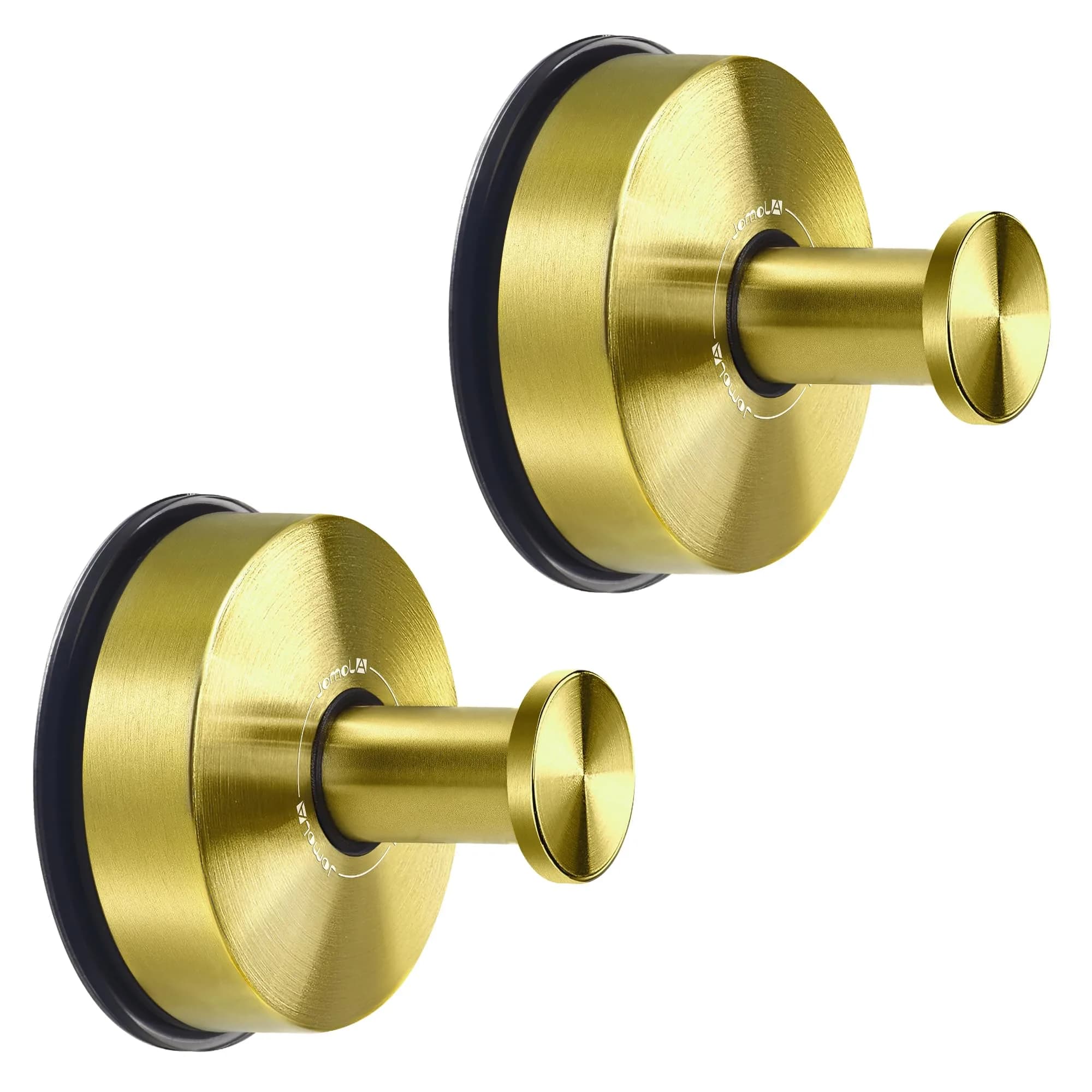 JOMOLA Gold Suction Cup Shower Hooks 2-Pack | Heavy Duty Stainless Steel Wall Mount for Wet Environments — Gold