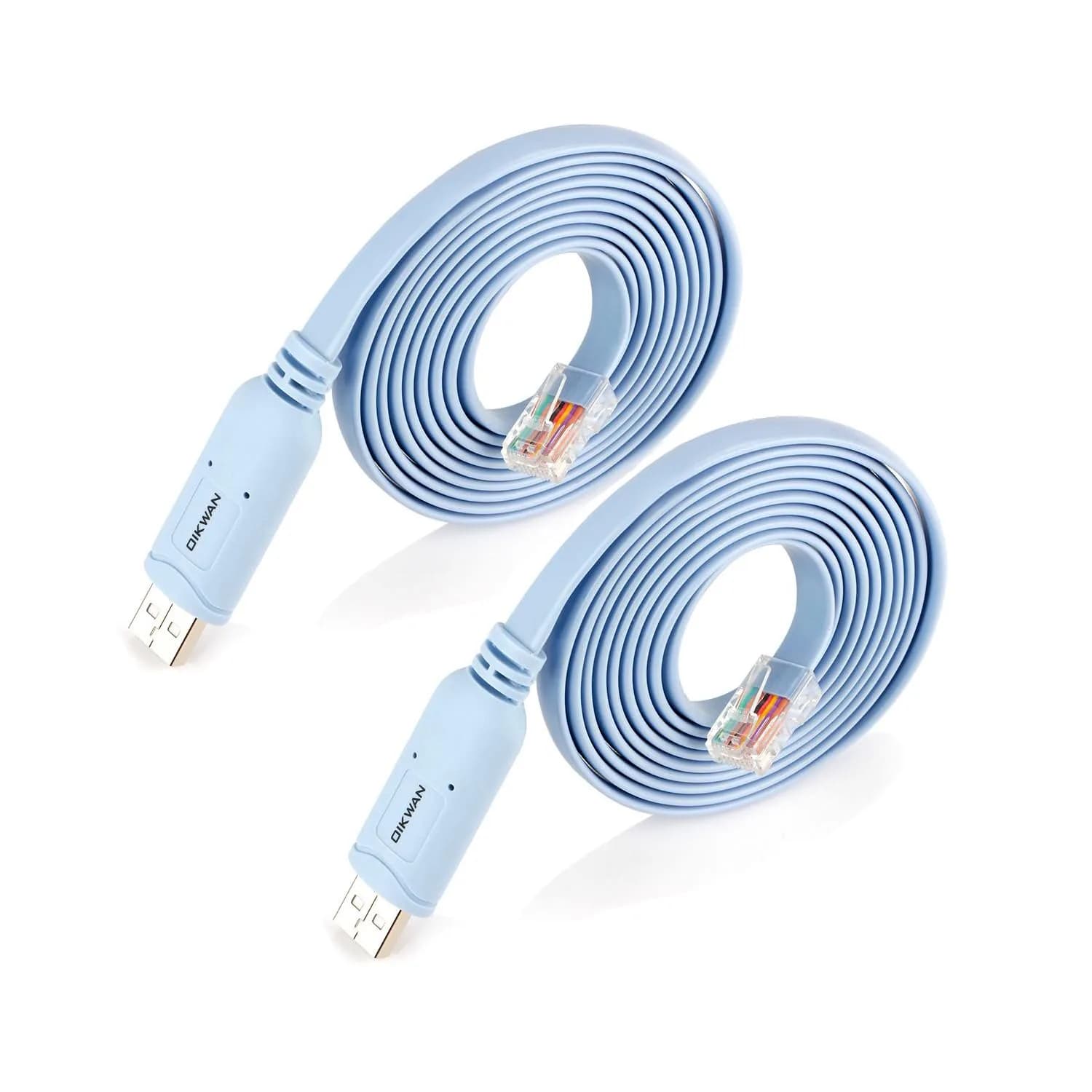 OIKWAN USB to RJ45 Console Cable 6 ft 2 Pack | Essential Tool for Network Device Configuration — 6 ft
