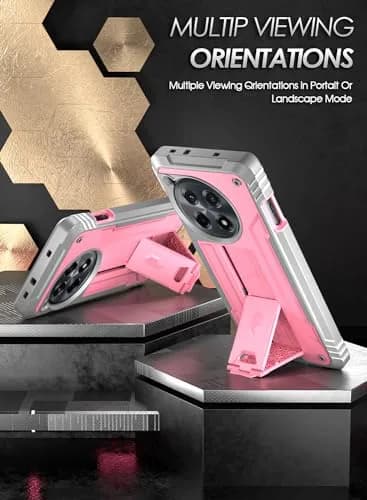 Poetic Revolution Case for OnePlus 12R 5G (2024) with Screen Protector & Kickstand | 20FT Drop Tested, Light Pink thumbnail 4