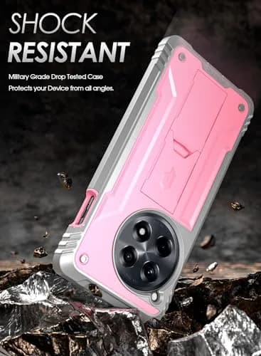 Poetic Revolution Case for OnePlus 12R 5G (2024) with Screen Protector & Kickstand | 20FT Drop Tested, Light Pink thumbnail 6