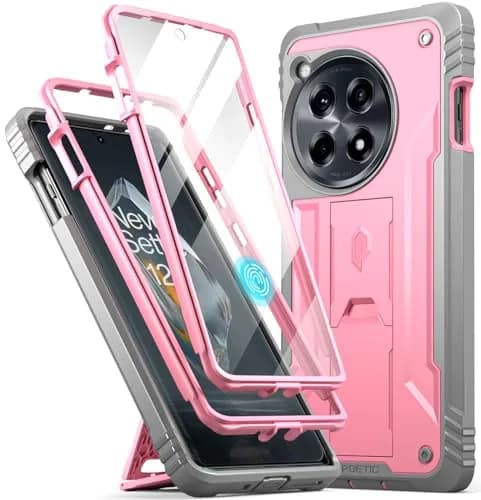 Poetic Revolution Case for OnePlus 12R 5G (2024) with Screen Protector & Kickstand | 20FT Drop Tested, Light Pink thumbnail 1