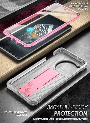 Poetic Revolution Case for OnePlus 12R 5G (2024) with Screen Protector & Kickstand | 20FT Drop Tested, Light Pink thumbnail 3