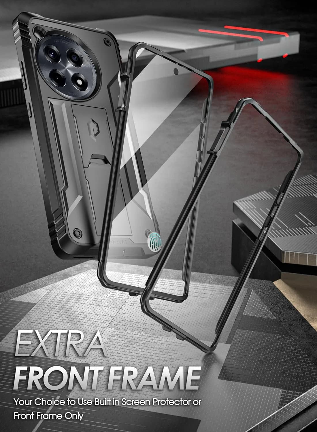 Poetic Revolution Case for OnePlus 12R 5G Black | Robust Shockproof Full Body Protective Case with Stand & Built-in Screen Protector - view 5