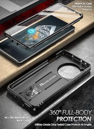 Poetic Revolution Case for OnePlus 12R 5G Black | Robust Shockproof Full Body Protective Case with Stand & Built-in Screen Protector thumbnail 3