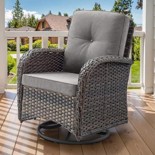 Artfurniz 2 in 1 Porch Glider Swivel Chair - Wicker Patio Furniture Outdoor Seating 300 Lb thumbnail 1