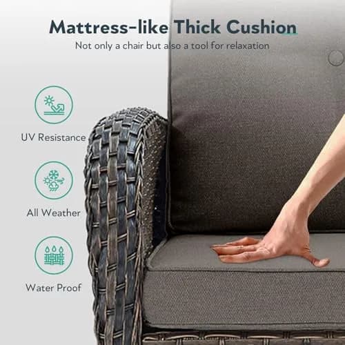 Artfurniz 2 in 1 Porch Glider Swivel Chair - Wicker Patio Furniture Outdoor Seating 300 Lb thumbnail 4
