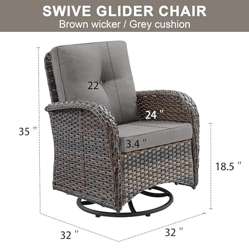 Artfurniz 2 in 1 Porch Glider Swivel Chair - Wicker Patio Furniture Outdoor Seating 300 Lb thumbnail 2