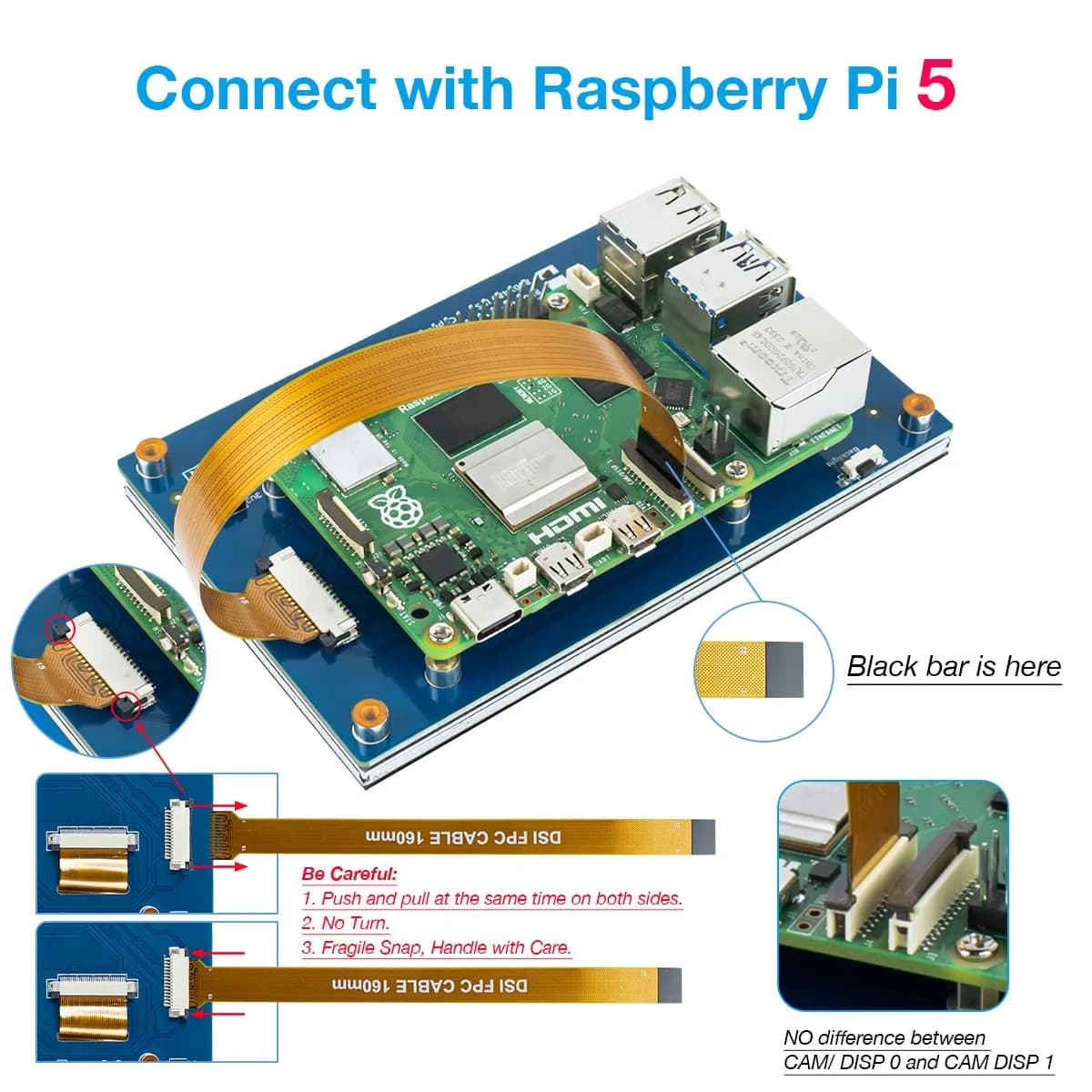 Hosyond 5-inch IPS MIPI DSI Touchscreen Display 800x480 | Compatible with Raspberry Pi 5/4/3 - view 5