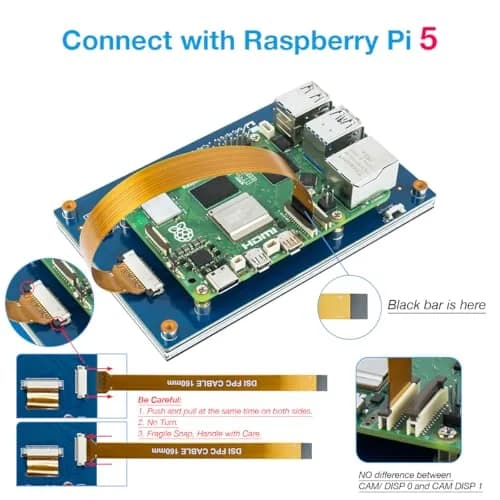 Hosyond 5-inch IPS MIPI DSI Touchscreen Display 800x480 | Compatible with Raspberry Pi 5/4/3 thumbnail 5