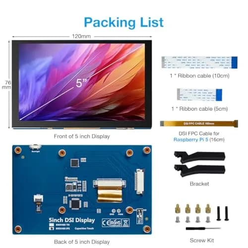 Hosyond 5-inch IPS MIPI DSI Touchscreen Display 800x480 | Compatible with Raspberry Pi 5/4/3 thumbnail 7