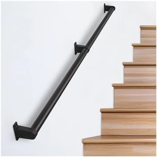 SDNBHT Industrial Stair Railing Metal Hand Rails 203 cm (6.6 ft) Pipe Diameter 3.8 cm (1.5") | Supports 200 kg for Safe Steps thumbnail 1