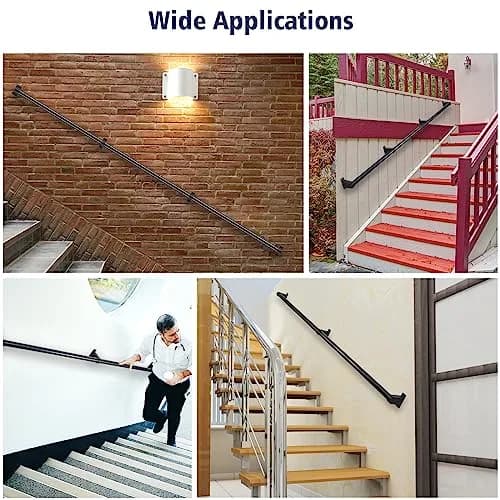 SDNBHT Industrial Stair Railing Metal Hand Rails 203 cm (6.6 ft) Pipe Diameter 3.8 cm (1.5") | Supports 200 kg for Safe Steps thumbnail 5
