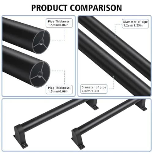 SDNBHT Industrial Stair Railing Metal Hand Rails 203 cm (6.6 ft) Pipe Diameter 3.8 cm (1.5") | Supports 200 kg for Safe Steps thumbnail 3