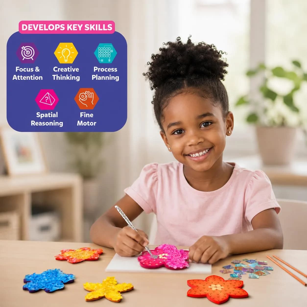 Skillmatics Poke-in Art Flower Bouquet Wood Craft Kit | Mess-Free DIY Decor for Kids Ages 4-9 - view 7