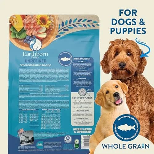 Earthborn Holistic Unrefined with Grains Smoked Salmon Dry Dog Food 25 lb | Ancient Grains & Superfoods for All Breeds thumbnail 7