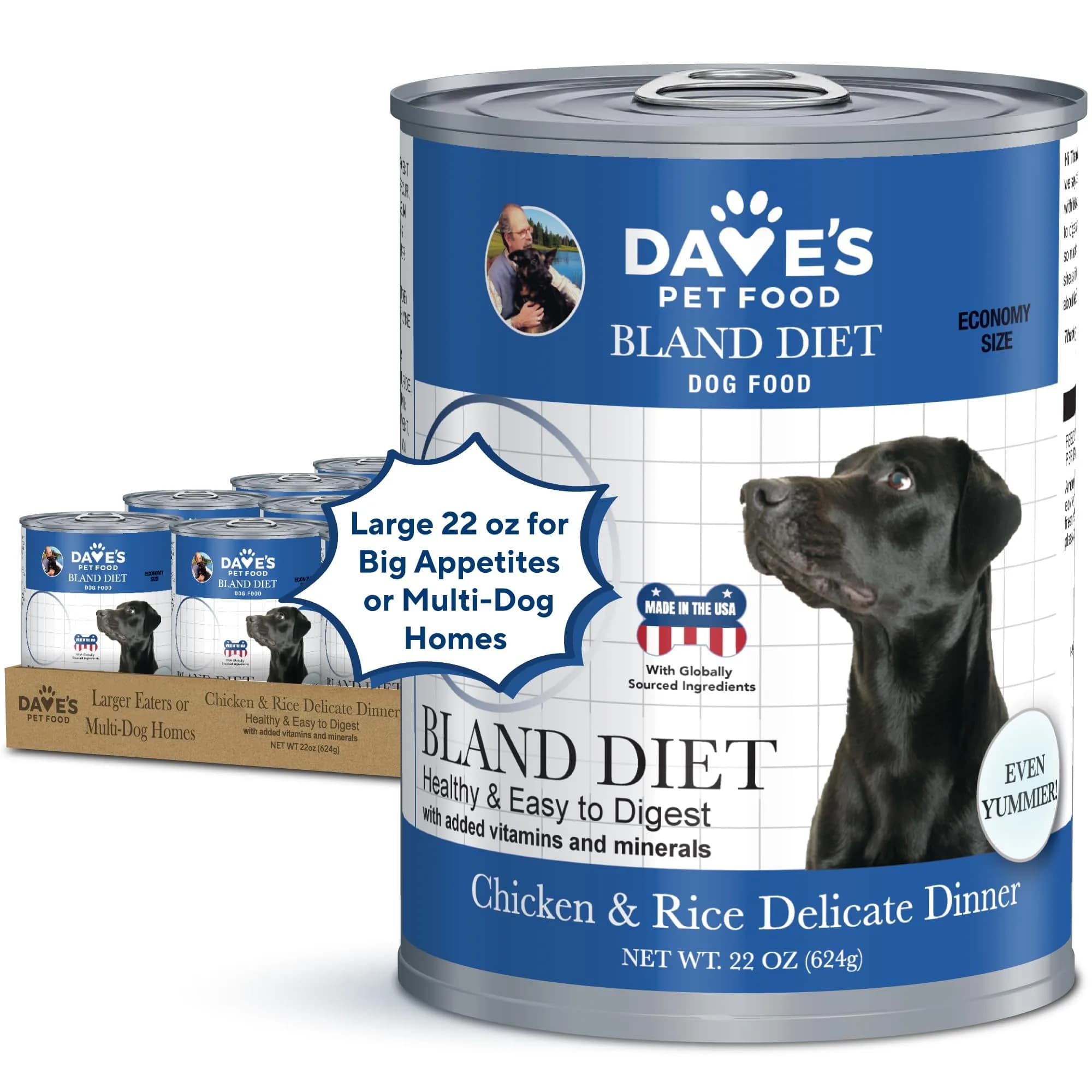 Dave's Pet Food Bland Diet Dog Food Chicken & Rice 22 oz | Gentle Digestive Support - main product image