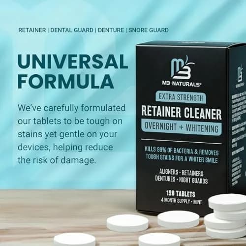 M3 Naturals Overnight Whitening Retainer Cleaner Tablets 120 Count | Cleans and Whitens Dental Appliances thumbnail 5