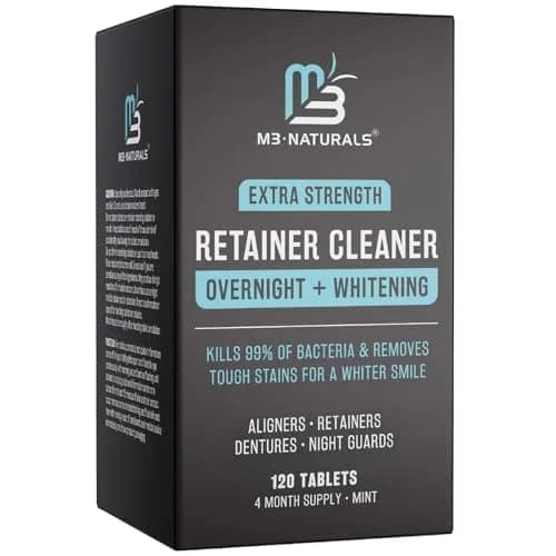 M3 Naturals Overnight Whitening Retainer Cleaner Tablets 120 Count | Cleans and Whitens Dental Appliances thumbnail 1