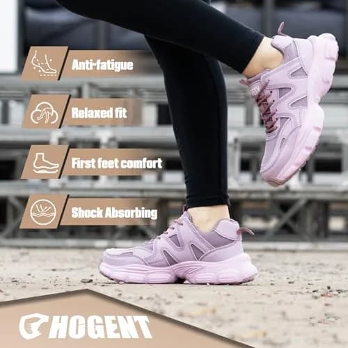 Hogent Steel Toe Shoes for Men & Women, Purple Work Shoes, 2.27 kg (5 lb) | Safety Toe Protection thumbnail 6