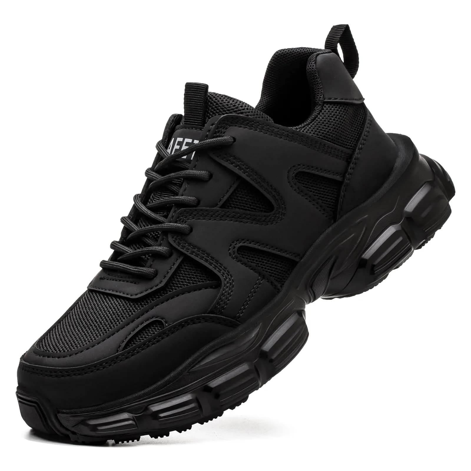 Hogent Steel Toe Shoes for Men & Women, Black Work Safety Sneakers 230g (8.1 oz) | Puncture-Proof Kevlar Midsole