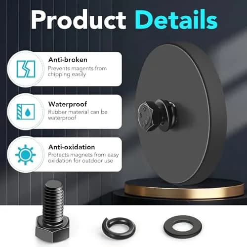 DIYMAG Rubber Coated Magnets 4 Pack | Strong Neodymium Base with M5 Studs for Light & Tool Mounting thumbnail 4