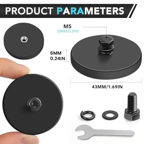 DIYMAG Rubber Coated Magnets 4 Pack | Strong Neodymium Base with M5 Studs for Light & Tool Mounting thumbnail 2