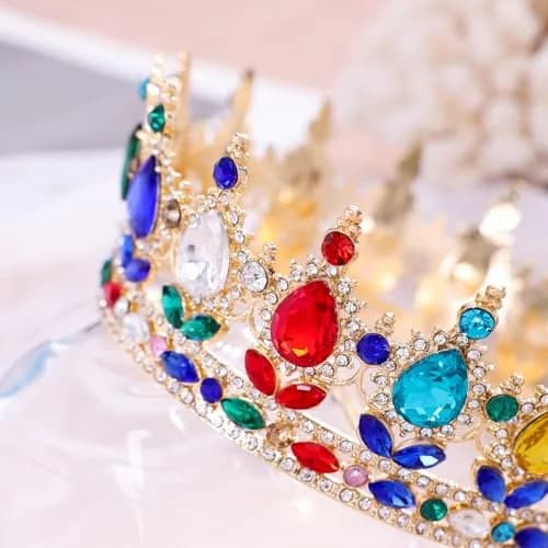 Feltent Queen Crown Princess Tiara for Women Birthday Cake Party Pageant | Classic Alloy Rhinestone Headband thumbnail 4