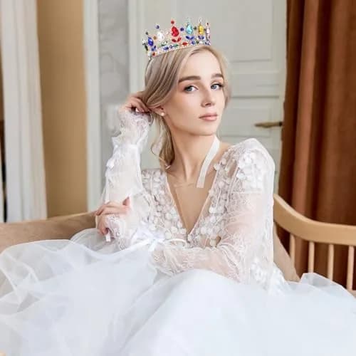 Feltent Queen Crown Princess Tiara for Women Birthday Cake Party Pageant | Classic Alloy Rhinestone Headband thumbnail 6