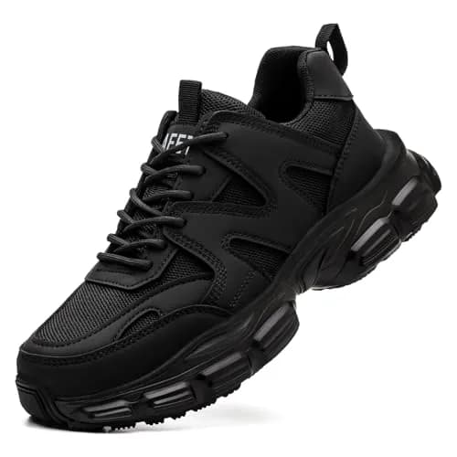 Hogent Steel Toe Shoes for Men and Women | Black Work Shoes, Men Size 8 / Women 9.5 (1 Pair) thumbnail 1